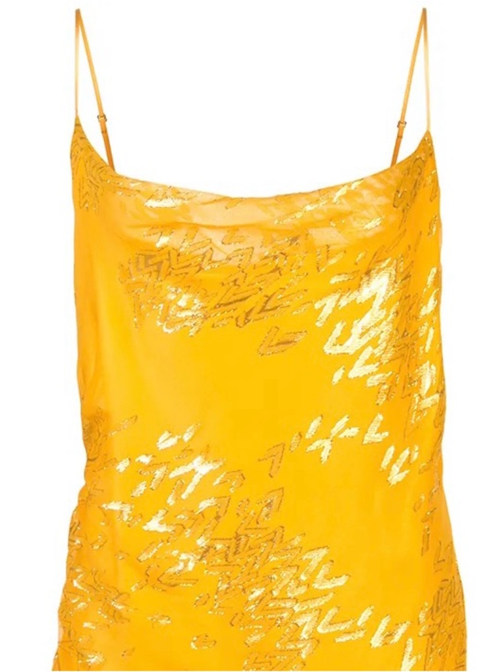 cinq a sept Yellow Slip Cami with Gold Foil Detail